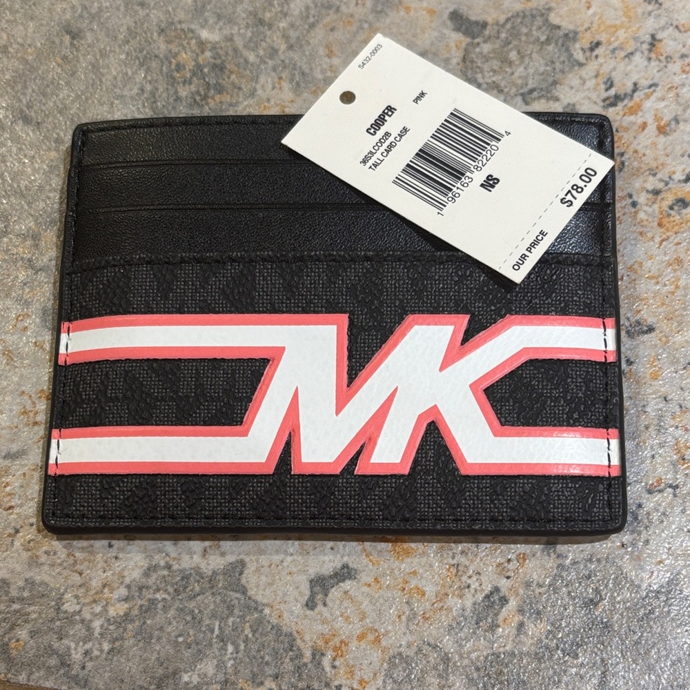 Michael Kors Black and Pink Logo Card Holder